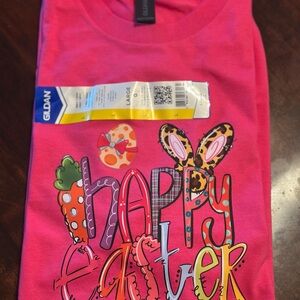 Gildan Unisex Hot Pink Short-Sleeve 'Happy Easter' Graphic Tee